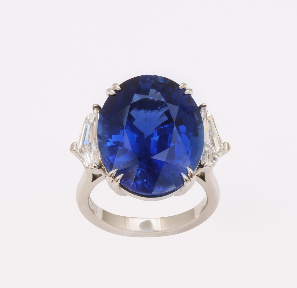 Rare 20 Carat Royal Blue Ceylon Sapphire Platinum Cocktail Ring