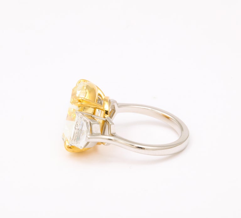 10 Carat GIA Fancy Yellow Cushion Cut Diamond Engagement Ring