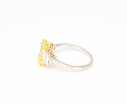 Fancy Vivid Yellow Emerald Cut 4.12 Carat Diamond Engagement Ring
