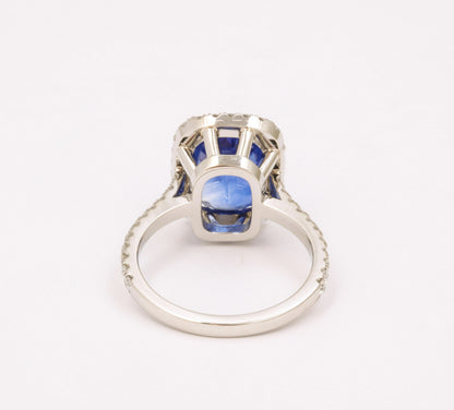 4.71 Carat Ceylon Sapphire and Diamond Platinum Halo Engagement Ring