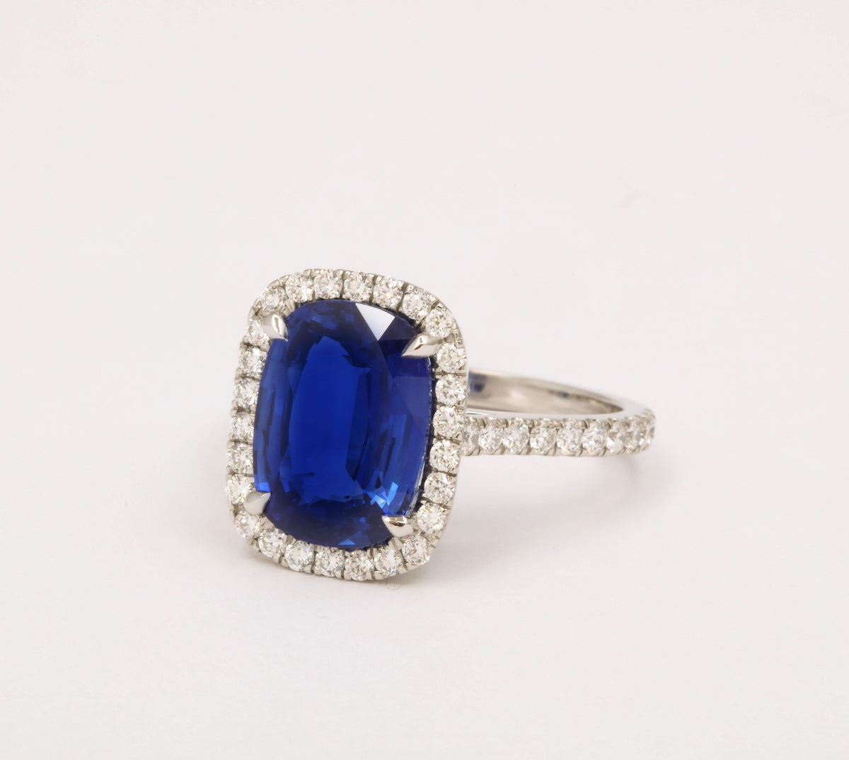 4.71 Carat Ceylon Sapphire and Diamond Platinum Halo Engagement Ring