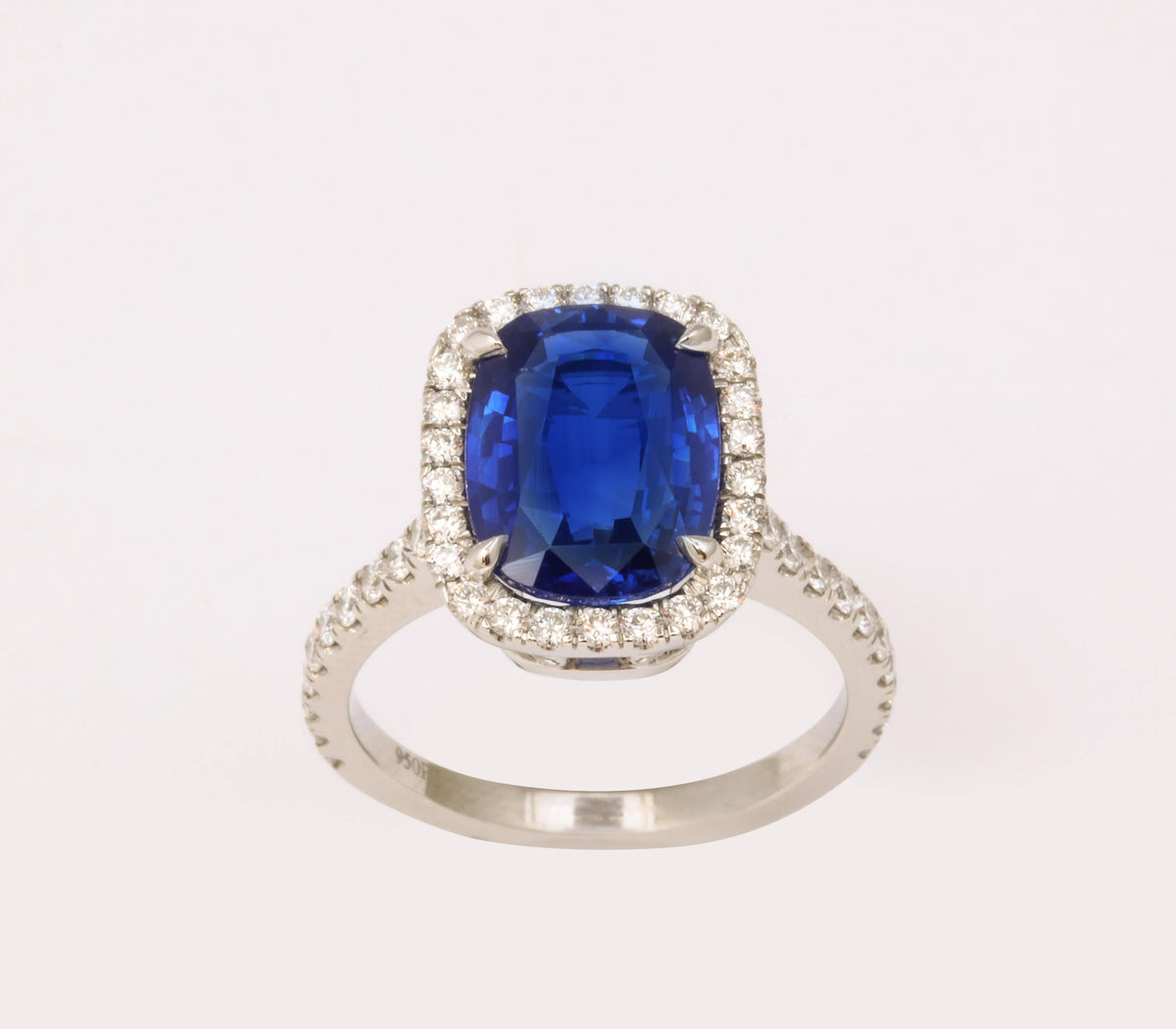 4.71 Carat Ceylon Sapphire and Diamond Platinum Halo Engagement Ring