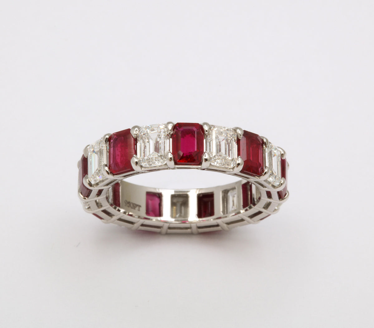 Premium Emerald Ruby Sapphire and Diamond Eternity Band Set