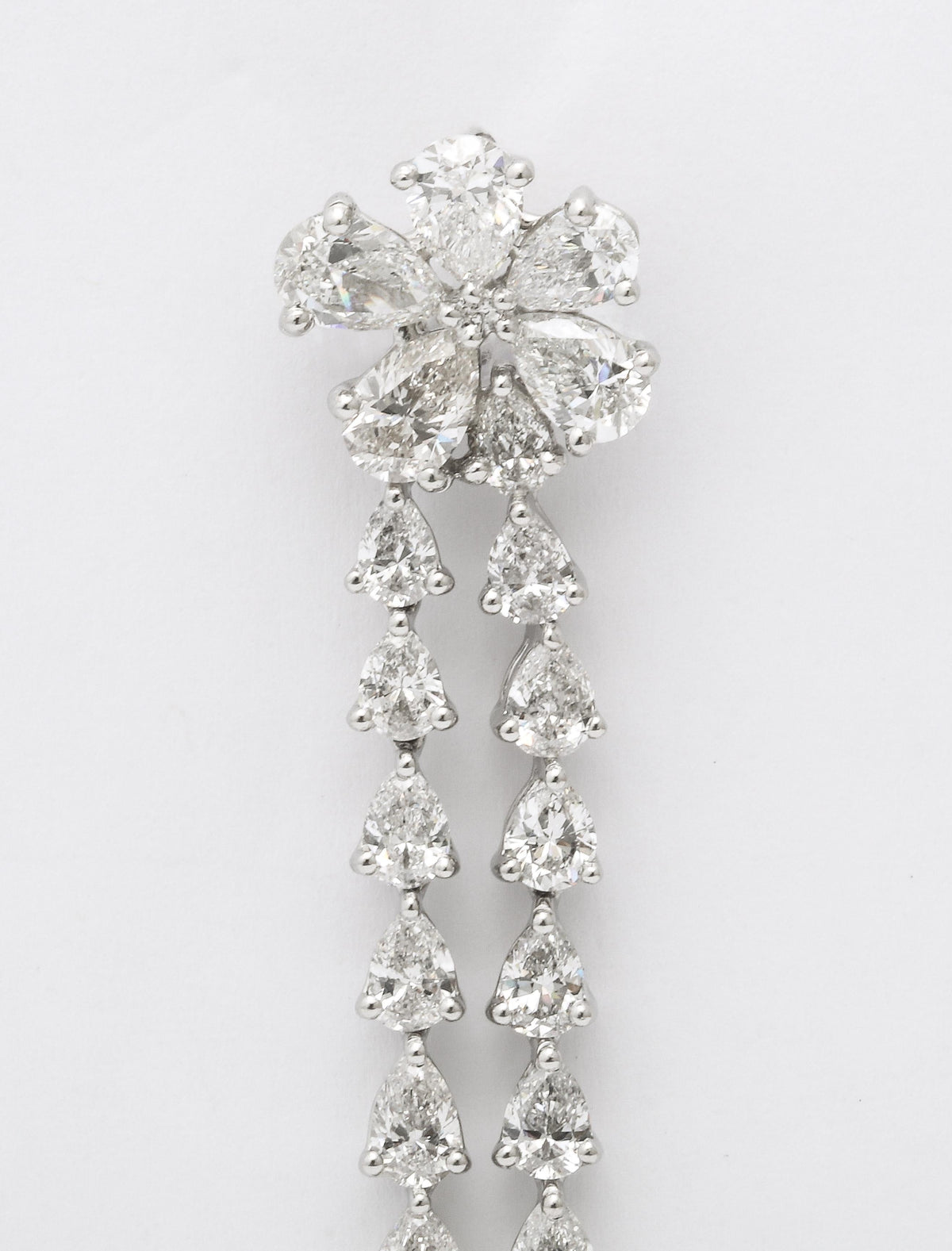 11.23ct Pear Diamond Flower Drop Earrings in 18k White Gold