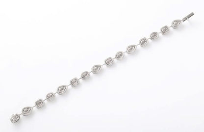 Elegant Multi Shape Diamond Illusion Tennis Bracelet 18k White Gold