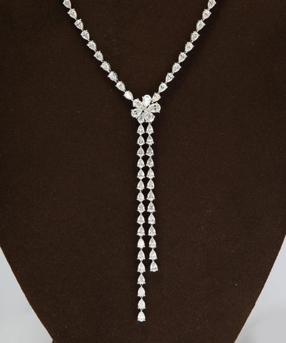 Diamond Scene 23.23 Carat Pear Diamond 18k White Gold Lariat Necklace