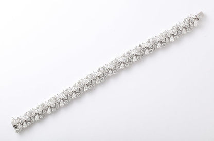 Exquisite 25.17 Carat Multi-Shape Diamond Link Bracelet 18k White Gold