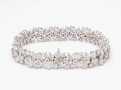Exquisite 25.17 Carat Multi-Shape Diamond Link Bracelet 18k White Gold