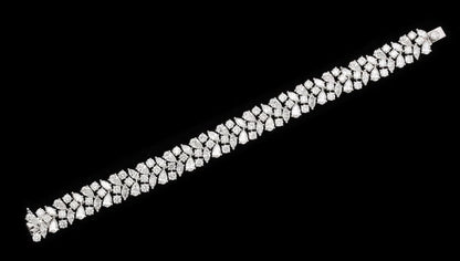 Exquisite 25.17 Carat Multi-Shape Diamond Link Bracelet 18k White Gold