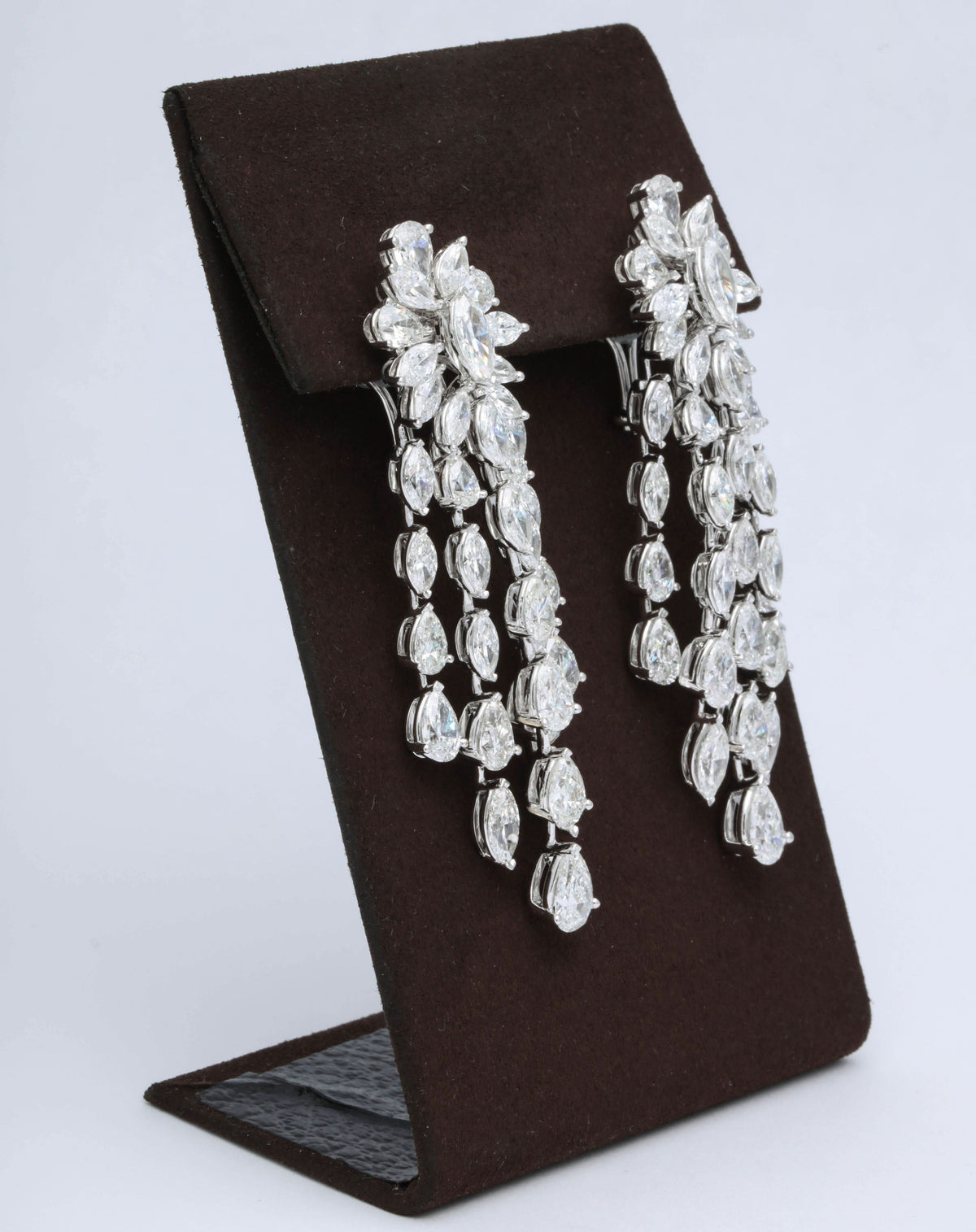Important 36.41 Carat Marquise Pear Shape Diamond Dangle Drop Earrings