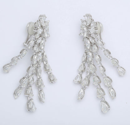 Important 36.41 Carat Marquise Pear Shape Diamond Dangle Drop Earrings
