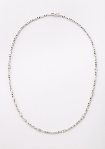 8.15 Carat Round Diamond Tennis Necklace in 18k White Gold