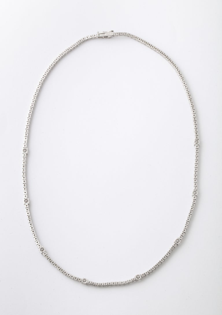 Exquisite 8.15ct Round Brilliant Diamond Tennis Necklace 18k White Gold
