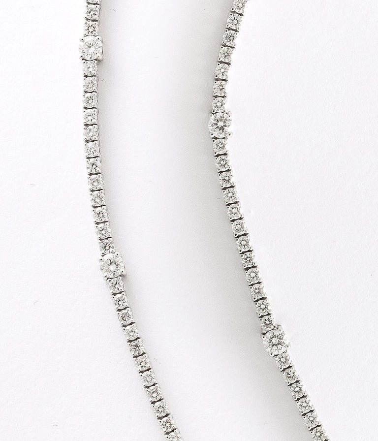 8.15 Carat Round Diamond Tennis Necklace in 18k White Gold