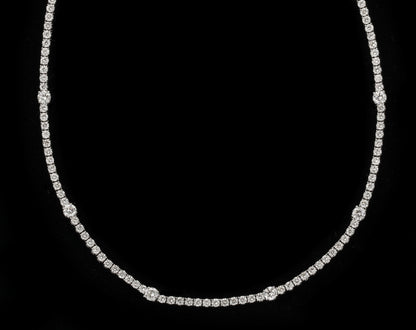 Exquisite 8.15 Carat Diamond Tennis Necklace in 18k White Gold