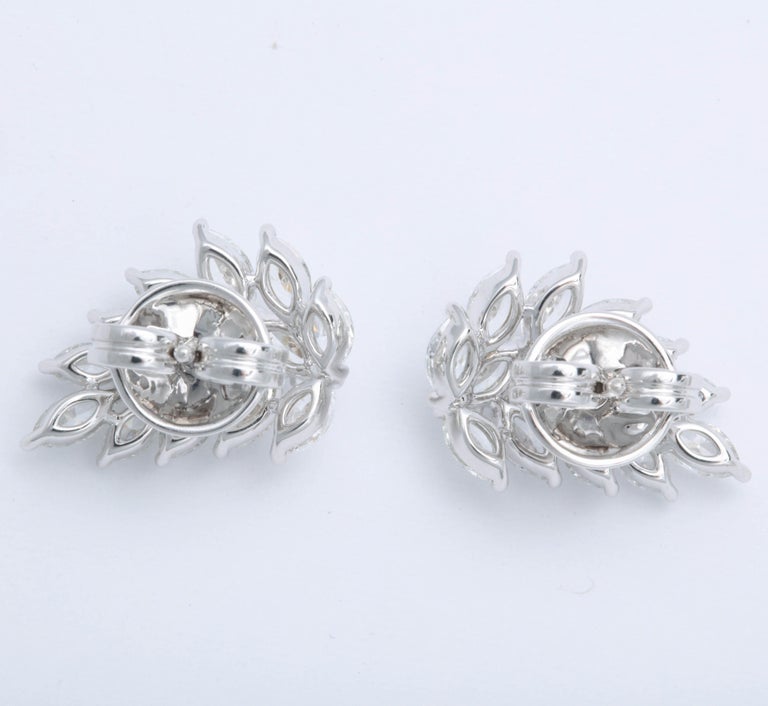 4.57 Carat Marquise Diamond Cluster 18k White Gold Earring Cuffs