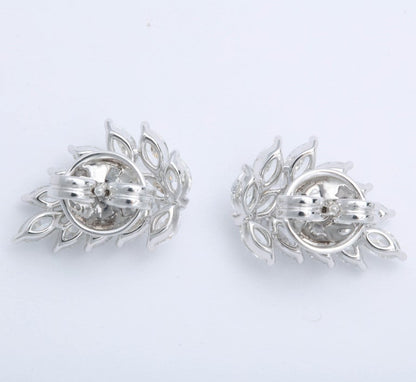 4.57 Carat Marquise Diamond Cluster 18k White Gold Earring Cuffs