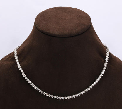 11 Carat Round Brilliant Diamond Tennis Necklace in White Gold