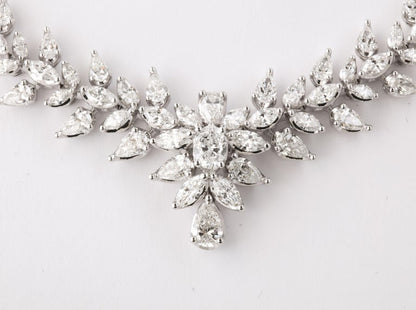 16.73 Carat Multi-Shape Diamond 18k White Gold Wreath Choker Necklace
