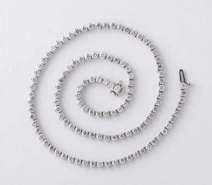 11 Carat Round Brilliant Diamond Tennis Necklace in White Gold