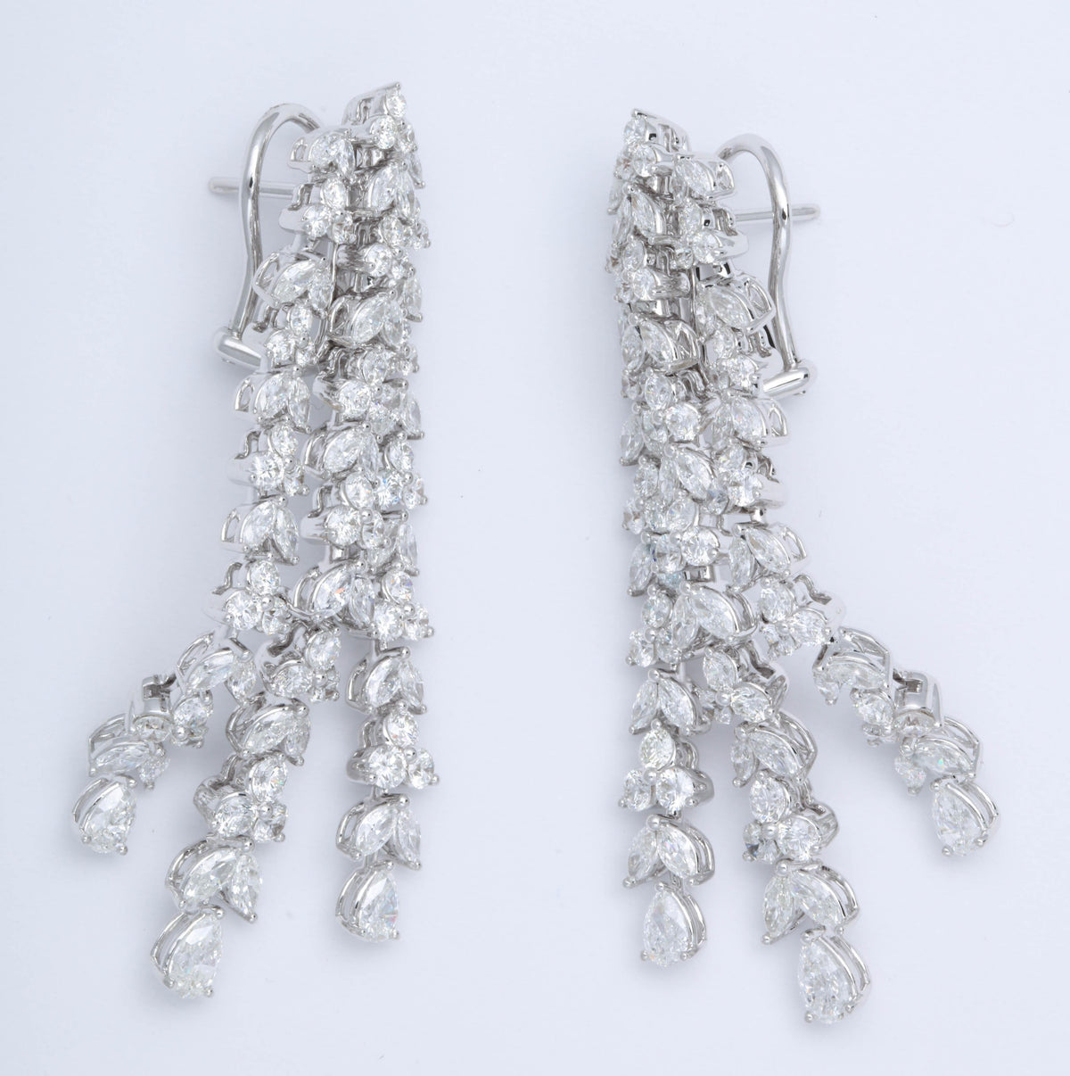 Impressive 10.52ct Diamond Dangle Earrings in 18k White Gold