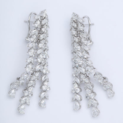 Impressive 10.52ct Diamond Dangle Earrings in 18k White Gold