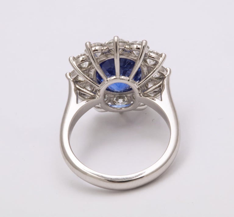 Exquisite 7.53 Carat Ceylon Blue Sapphire Diamond Platinum Cocktail Ring