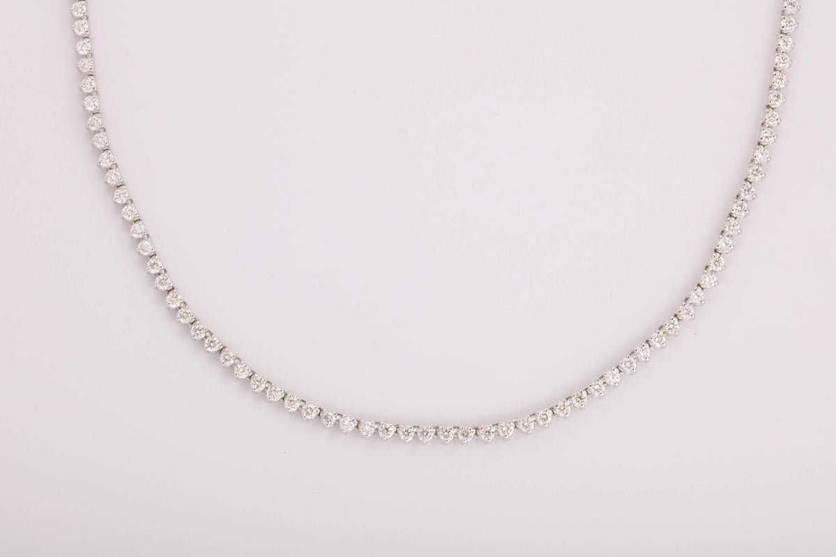 Diamond Choker Tennis Necklace 5.65 Carat Round Brilliant White Gold