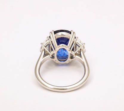10 Carat Ceylon Vivid Blue Sapphire Diamond Platinum Custom Cocktail Ring
