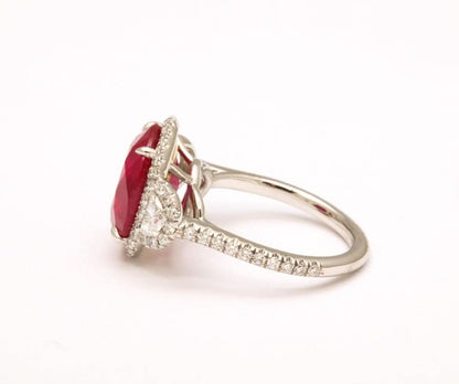7.18 Carat Certified Burma Ruby and Diamond Platinum Cocktail Ring