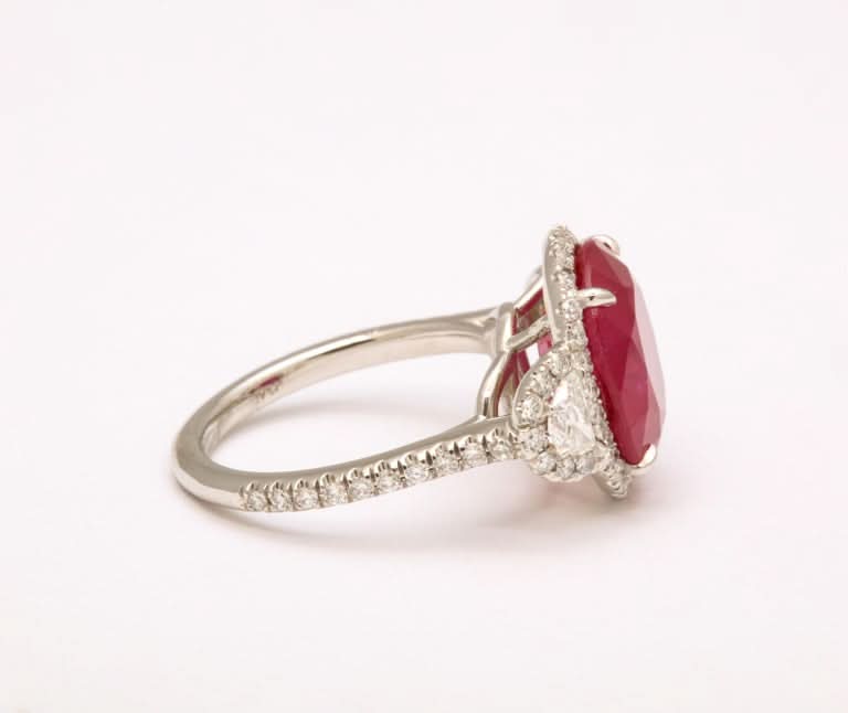 7.18 Carat Certified Burma Ruby and Diamond Platinum Cocktail Ring