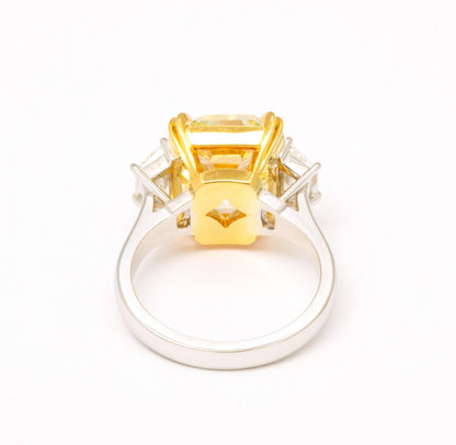 8.22 Carat Fancy Yellow Radiant Cut Diamond Engagement Ring