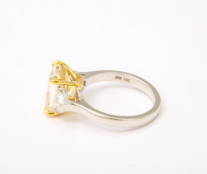 GIA Certified 5 Carat Fancy Light Yellow Cushion Cut Diamond Ring