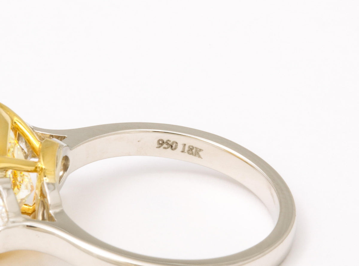 5 Carat Fancy Light Yellow Cushion Diamond Engagement Ring Platinum