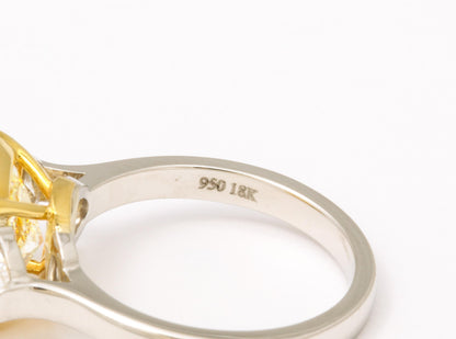 5 Carat Fancy Light Yellow Cushion Diamond Engagement Ring Platinum