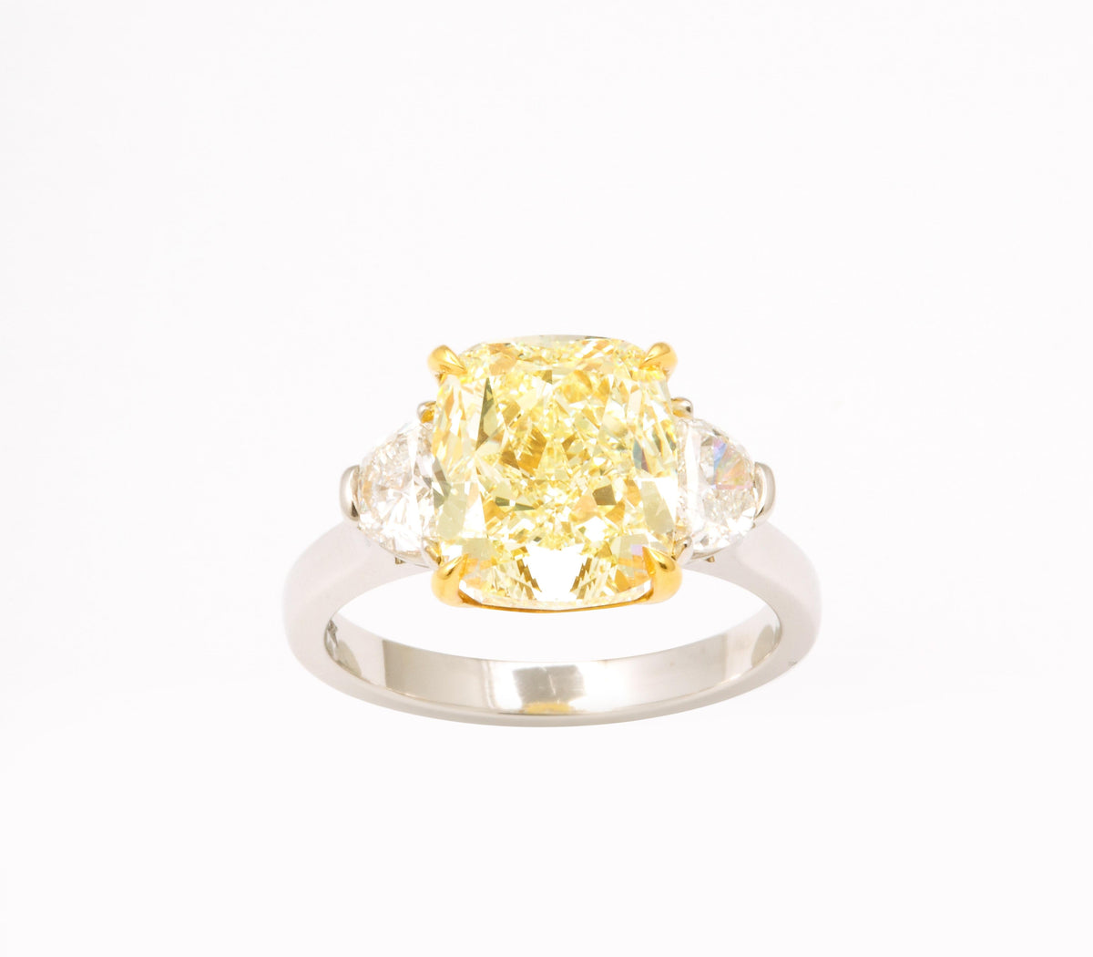 5 Carat Fancy Light Yellow Cushion Diamond Engagement Ring Platinum