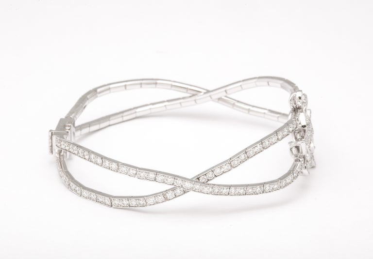 Handmade Triple Butterfly 5.65 Carat Pave Diamond White Gold Bracelet
