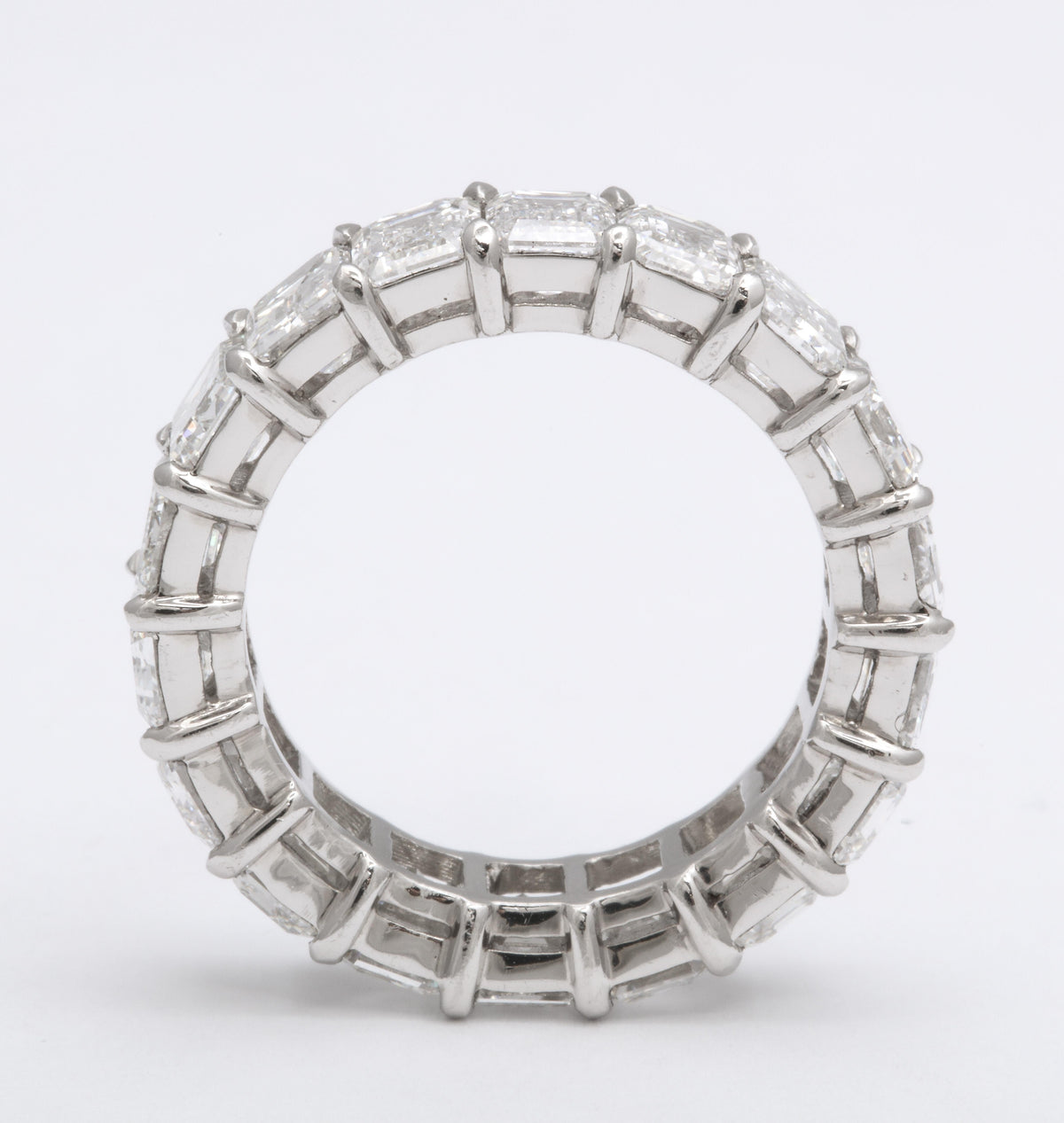 9 Carat Emerald Cut Diamond Eternity Band in Platinum Mounting