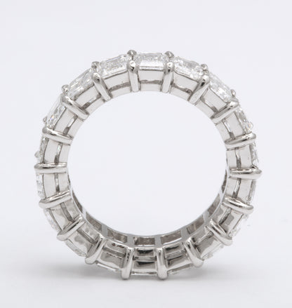 9 Carat Emerald Cut Diamond Eternity Band in Platinum Mounting