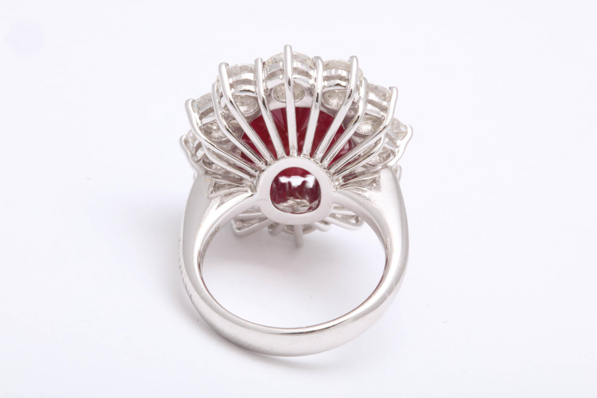 Damiani 9.11 Carat Fine Burma Ruby and Diamond Cocktail Ring