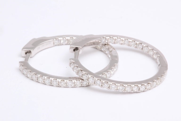 1.14ct Diamond Inside Out Hoop Earrings in 18k White Gold