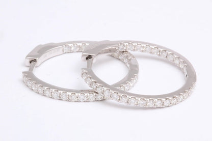 1.14ct Diamond Inside Out Hoop Earrings in 18k White Gold