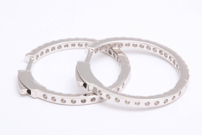 1.14ct Diamond Inside Out Hoop Earrings in 18k White Gold