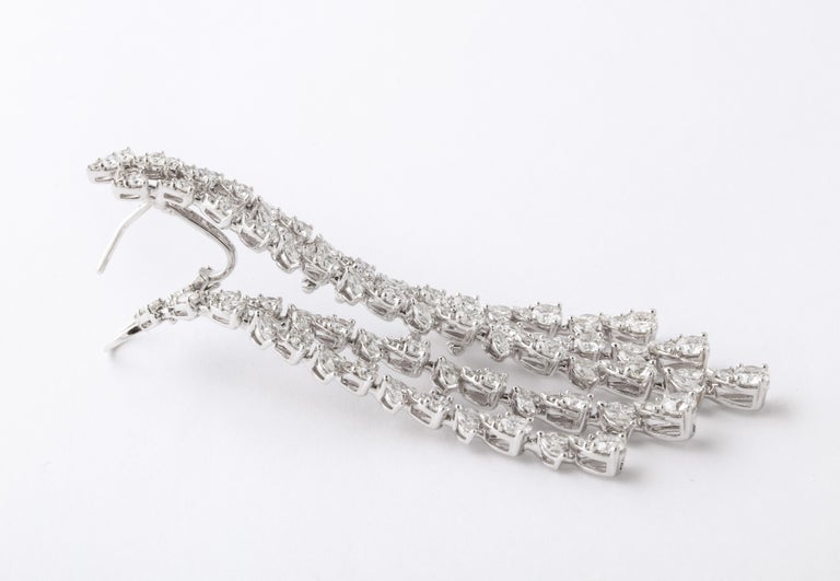 Exquisite 15.73 Carat Diamond Front Back Chandelier Dangle Earrings