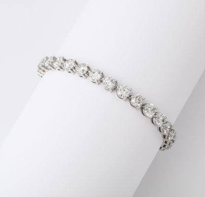 15.23 Carat Three Prong Diamond Tennis Bracelet White Gold