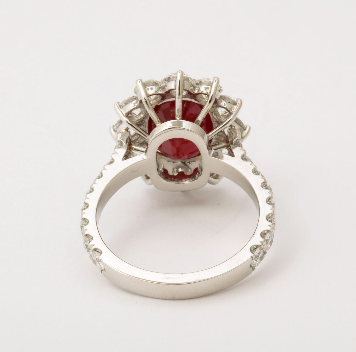 Exquisite 5.14 Carat Certified Burma Ruby Diamond Platinum Cocktail Ring