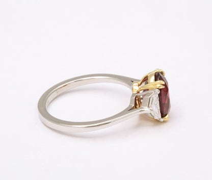 Vivid Red 3.10 Carat Ruby and Diamond Platinum Engagement Ring