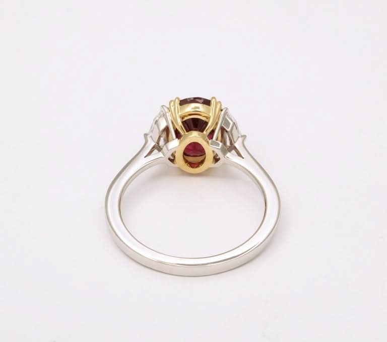 Vivid Red 3.10 Carat Ruby and Diamond Platinum Engagement Ring