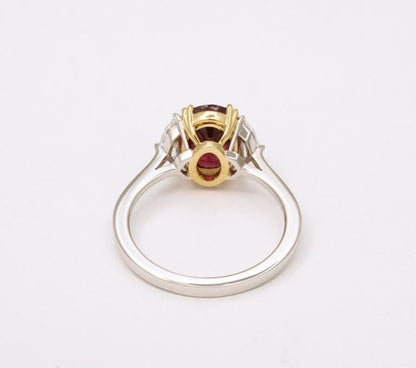 Vivid Red 3.10 Carat Ruby and Diamond Platinum Engagement Ring