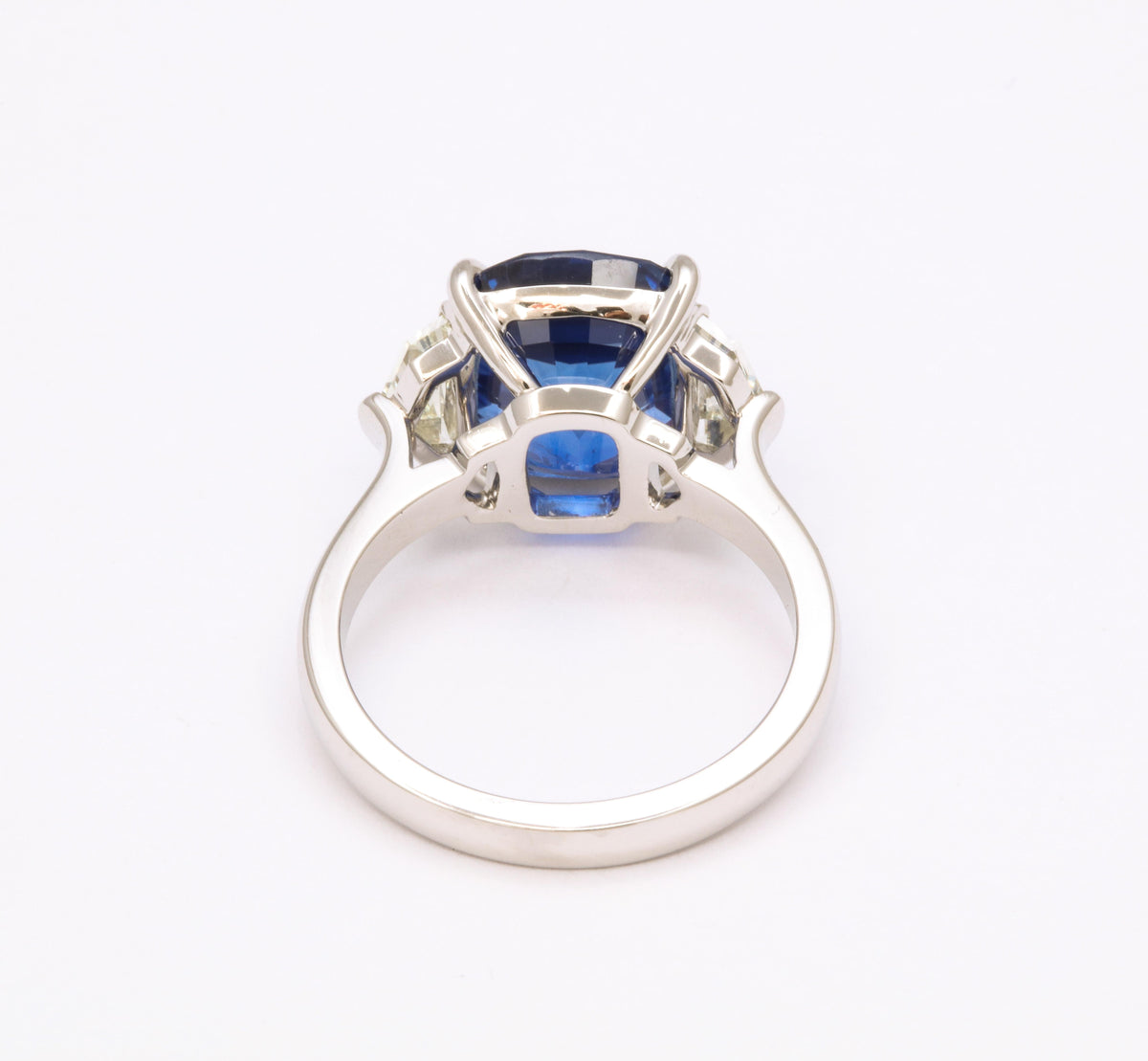 7.16 Carat Cushion Cut Ceylon Blue Sapphire Diamond Platinum Ring